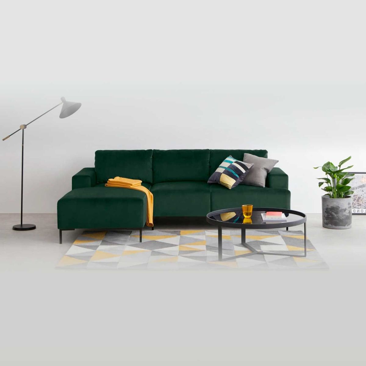 YOLODECORO - Sofá Esquinero Frederik 3 Cuerpos Con Chaise Longue Izquierdo Verde