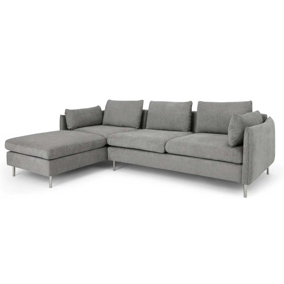 YOLODECORO - Sofá Esquinero Vento 3 Cuerpos Con Chaise Longue Izquierdo Gris Rayas
