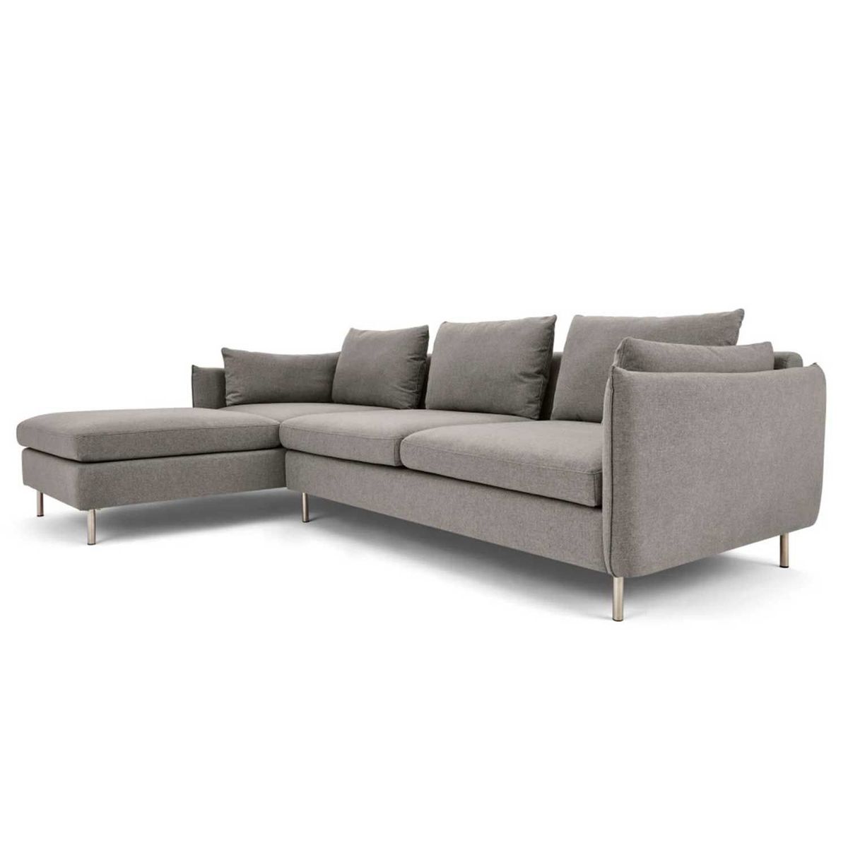 YOLODECORO - Sofá Esquinero Vento 3 Cuerpos Con Chaise Longue Izquierdo Gris