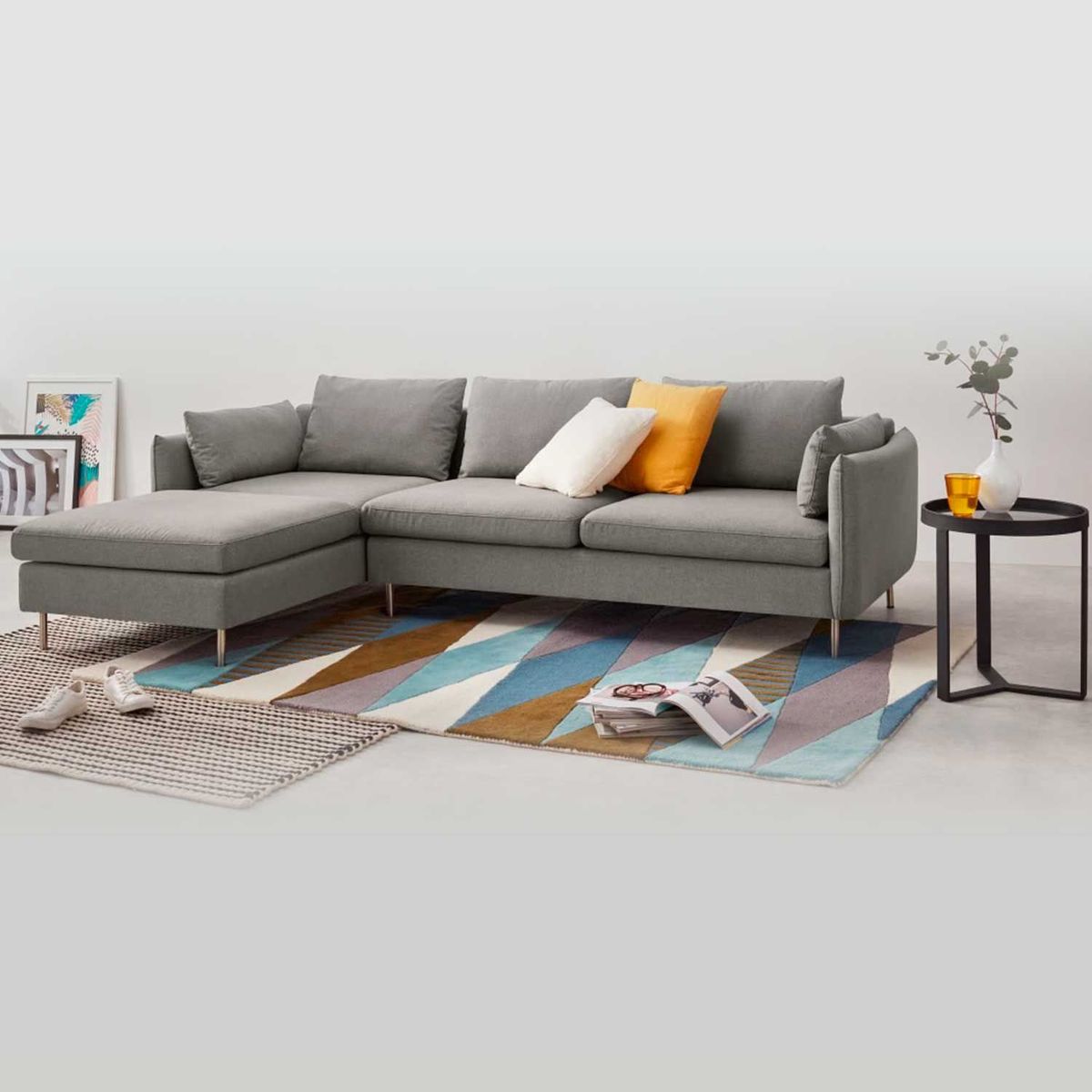 YOLODECORO - Sofá Esquinero Vento 3 Cuerpos Con Chaise Longue Izquierdo Gris