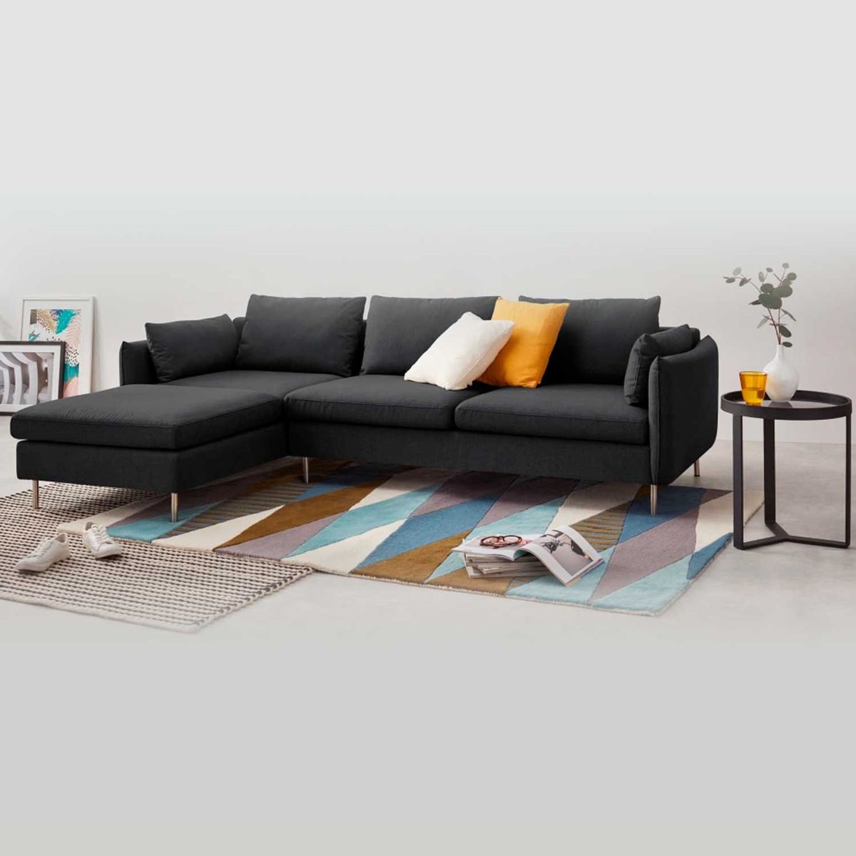 YOLODECORO - Sofá Esquinero Vento 3 Cuerpos Con Chaise Longue Izquierdo Gris