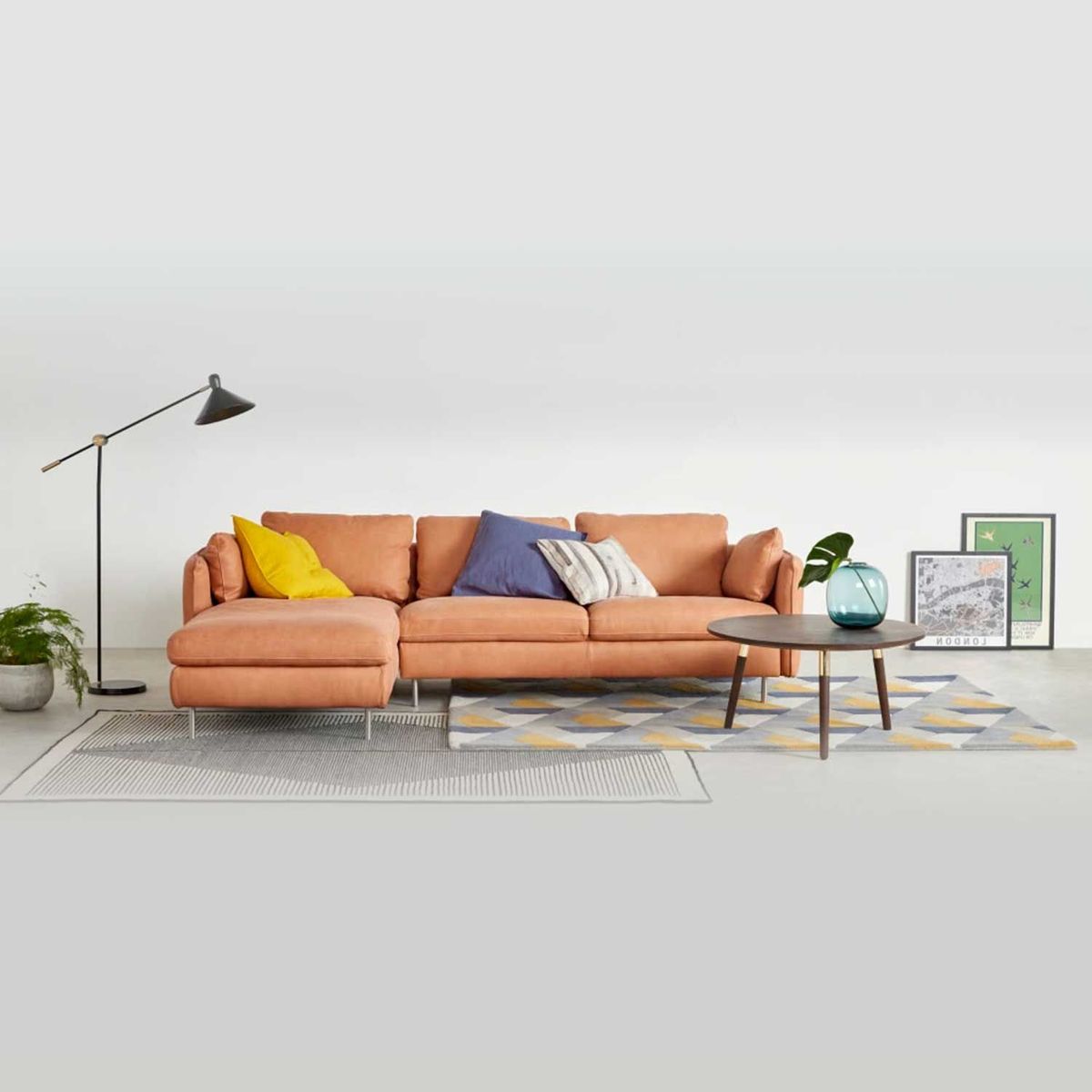 YOLODECORO - Sofá Esquinero Vento 3 Cuerpos Con Chaise Longue Izquierdo Canela