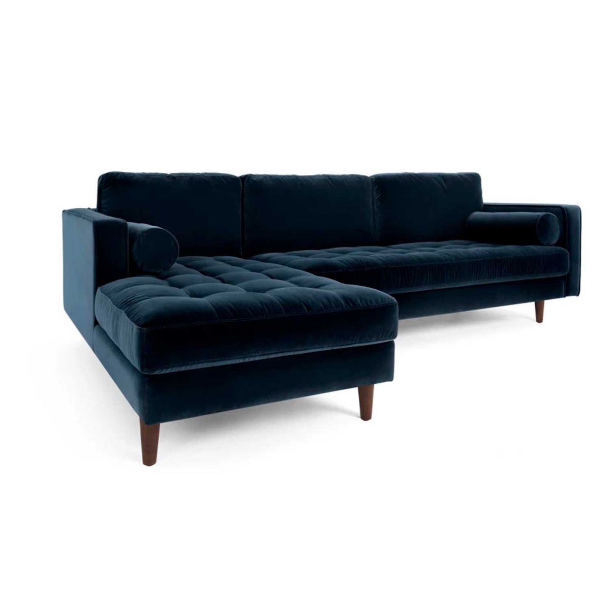 YOLODECORO - Sofá Esquinero Scott 3 Cuerpos Con Chaise Longue Izquierdo Azul Marino