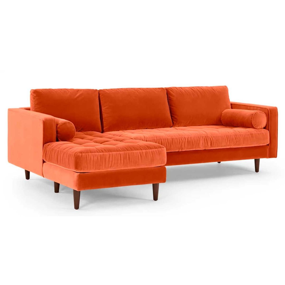 YOLODECORO - Sofá Esquinero Scott 3 Cuerpos Con Chaise Longue Izquierdo Naranja