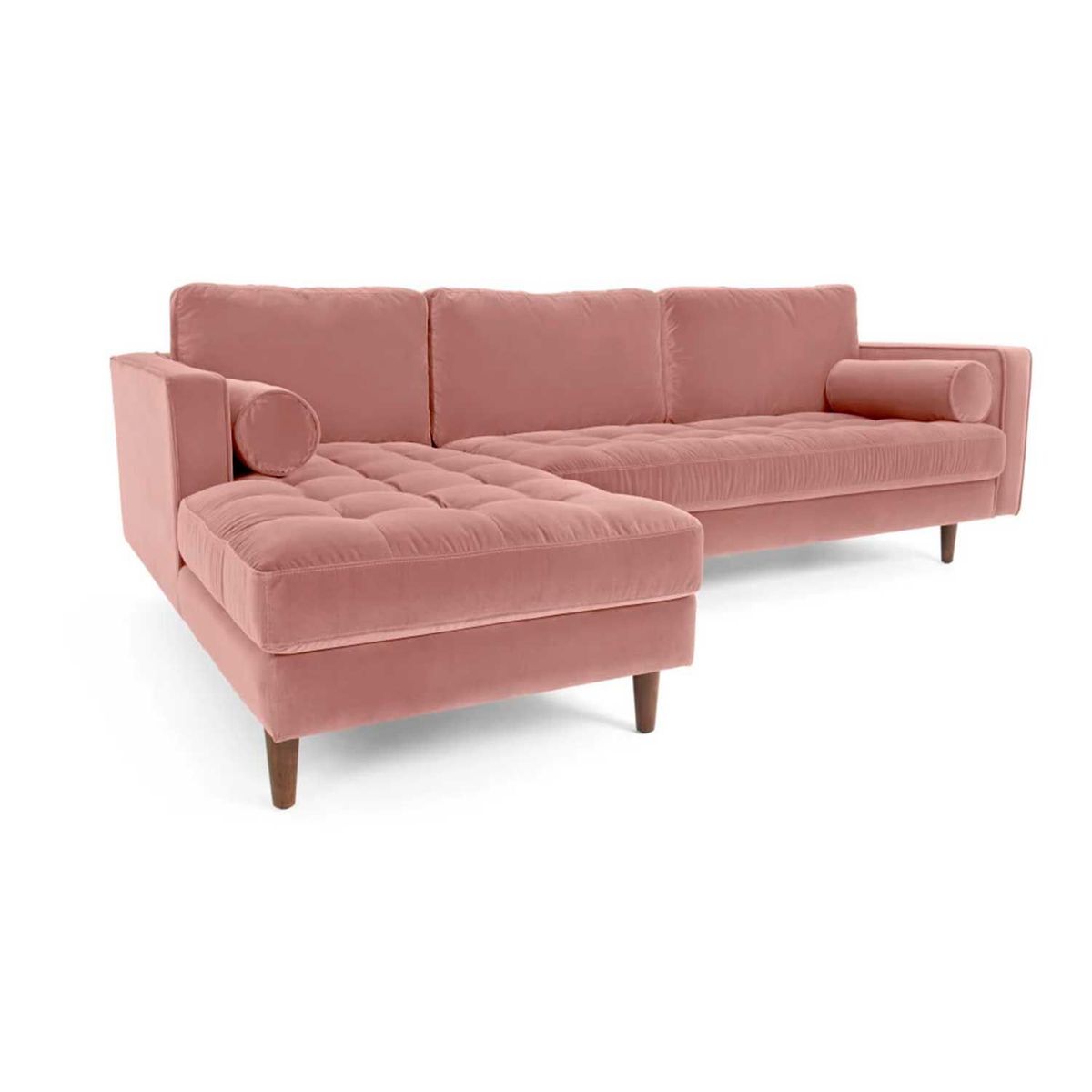 YOLODECORO - Sofá Esquinero Scott 3 Cuerpos Con Chaise Longue Izquierdo Palo Rosa.