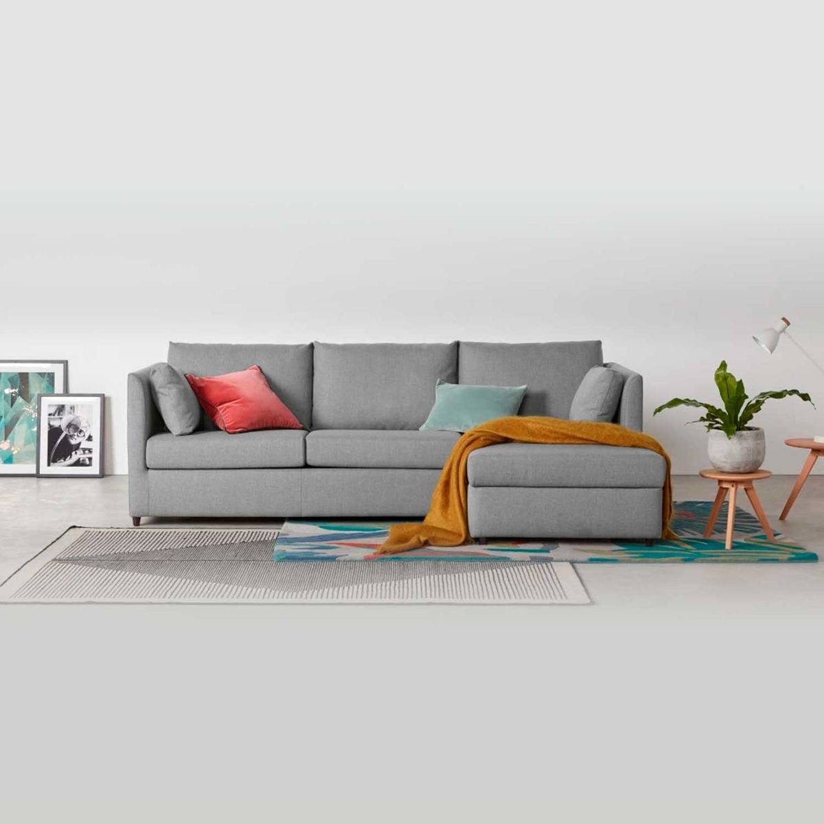 YOLODECORO - Sofá Esquinero Milner 3 Cuerpos Con Chaise Longue Derecho Gris Granito