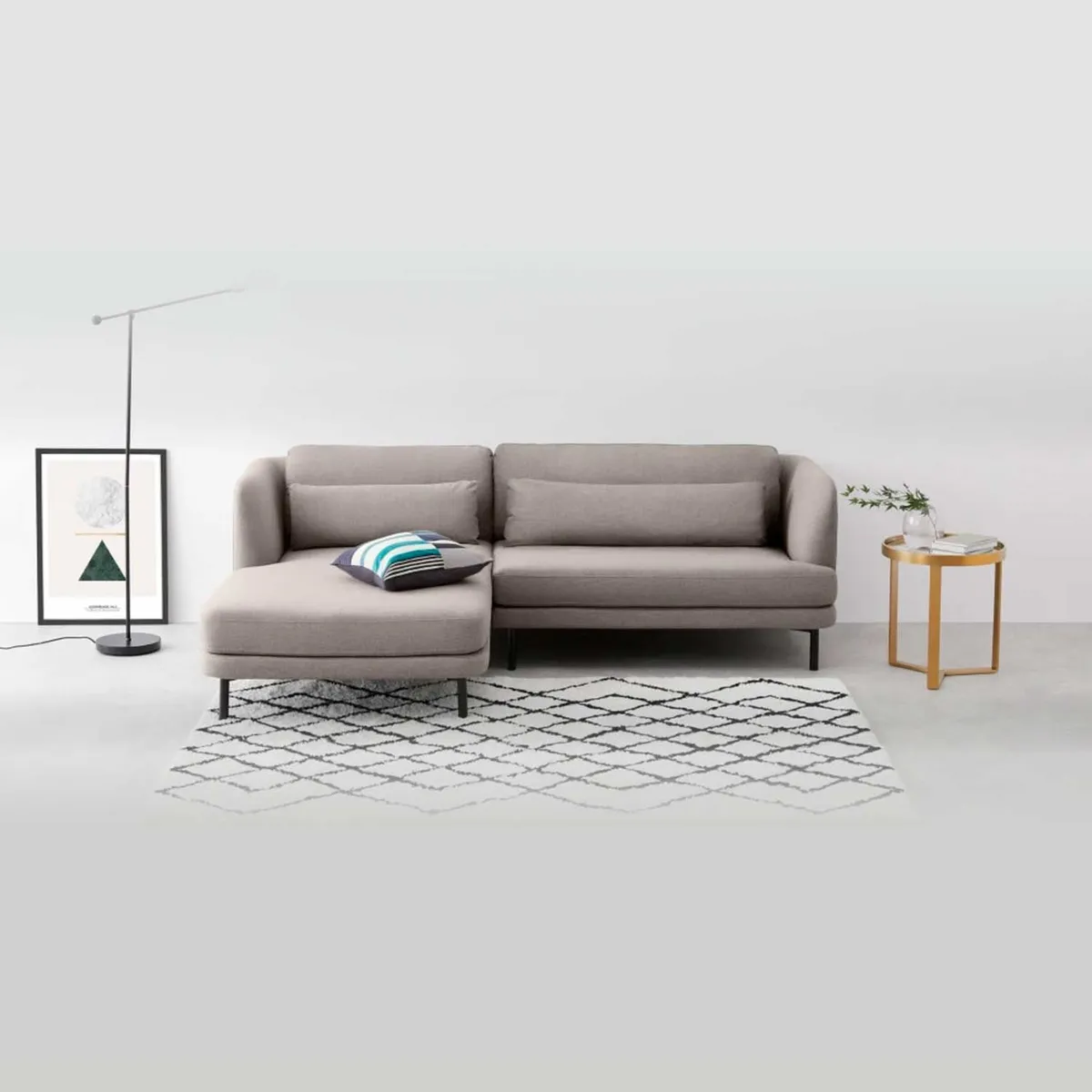 YOLODECORO - Sofá Esquinero Herman 3 Cuerpos Con Chaise Longue Izquierdo Gris.