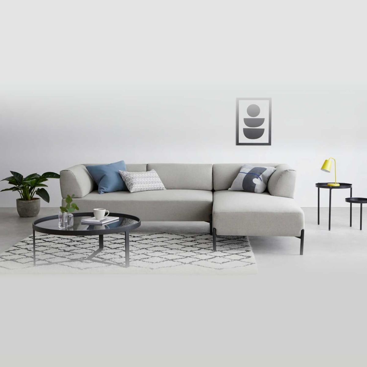 YOLODECORO - Sofá Esquinero Kiva 3 Cuerpos Con Chaise Longue Derecho Gris Granizo