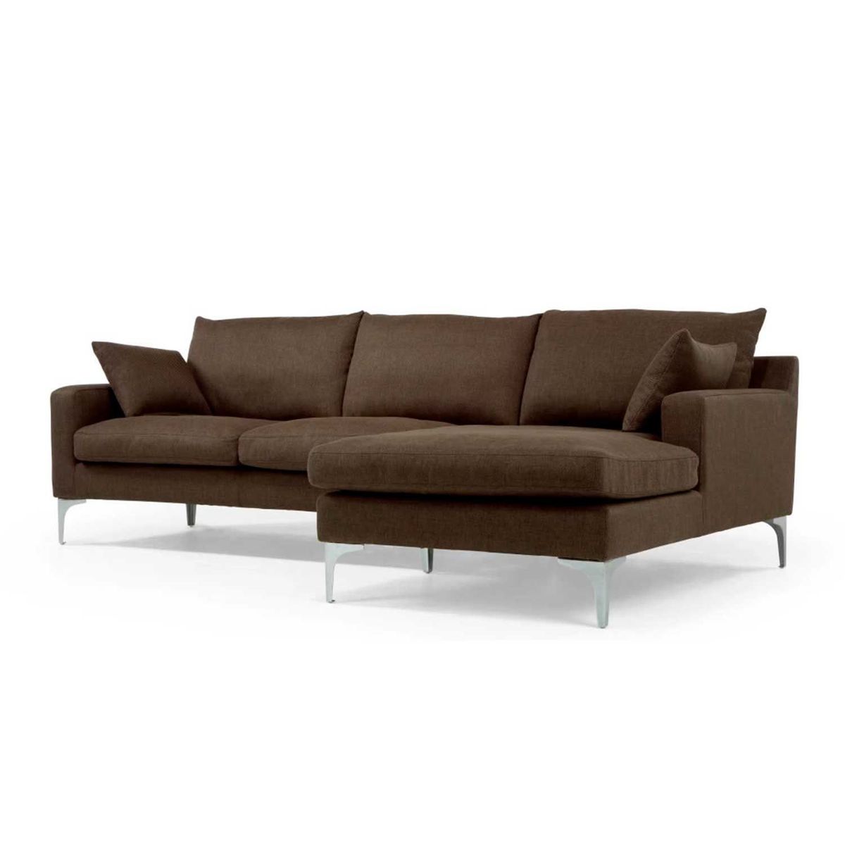 YOLODECORO - Sofá Esquinero Mendini 3 Cuerpos Con Chaise Longue Derecho Marrón