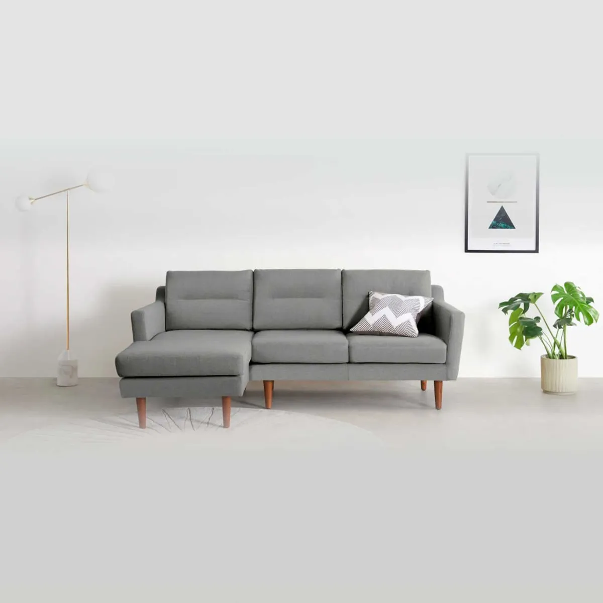 YOLODECORO - Sofá Esquinero Walker 3 Cuerpos Con Chaise Longue Izquierdo Gris