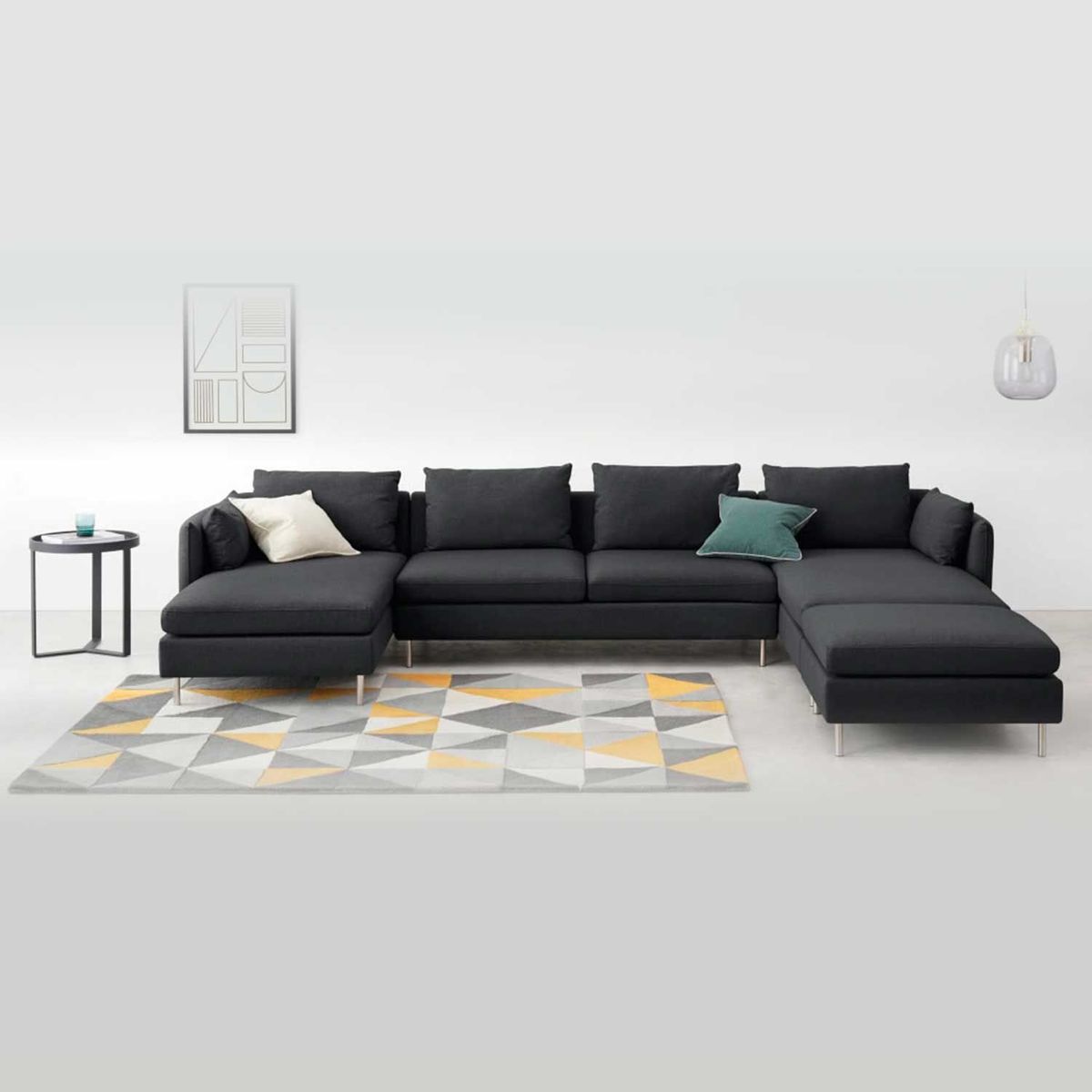 YOLODECORO - Sofá Esquinero Vento 5 Cuerpos En U Gris Sterling