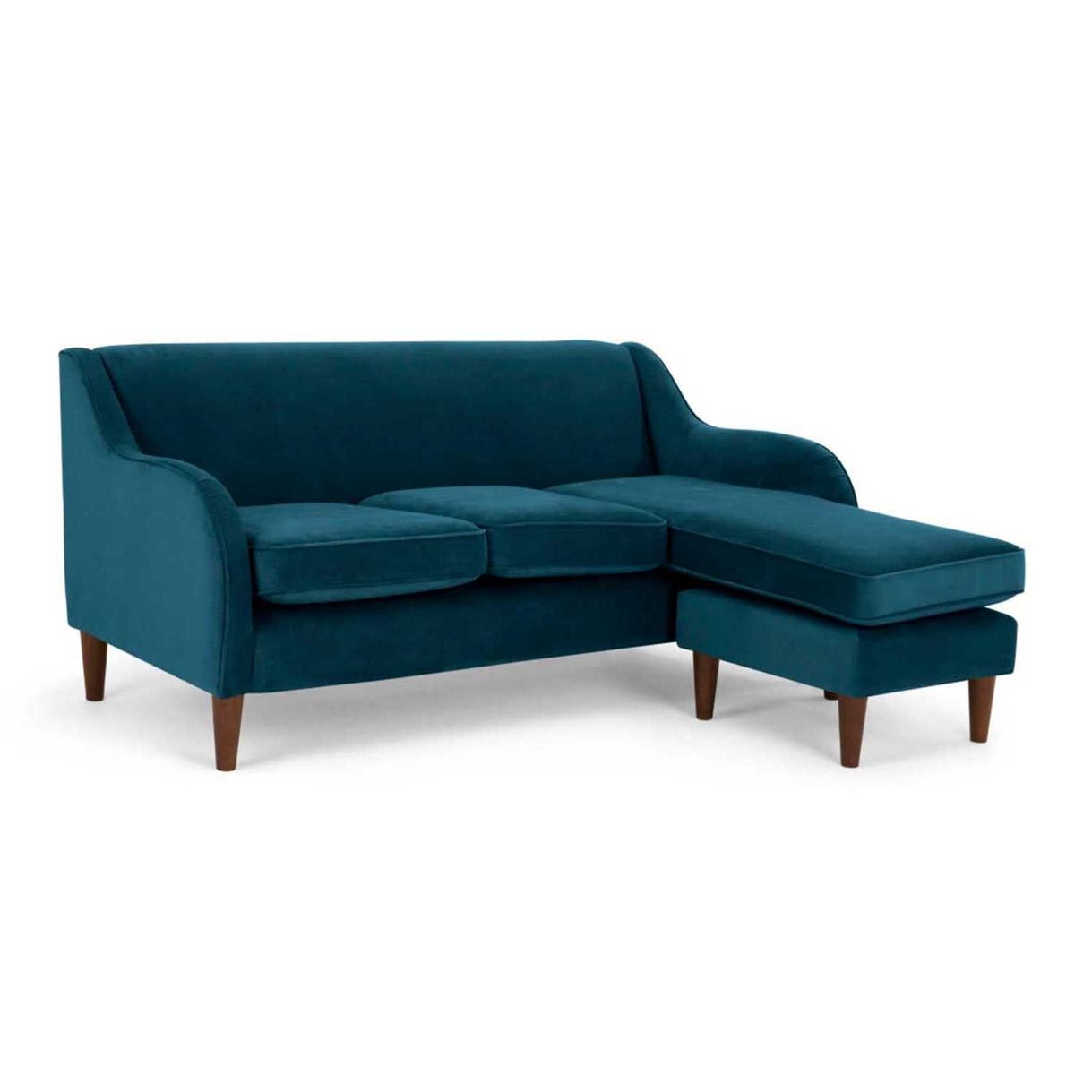 YOLODECORO - Sofá Esquinero Helena 3 Cuerpos Con Chaise Longue Derecho Azul Cerceta