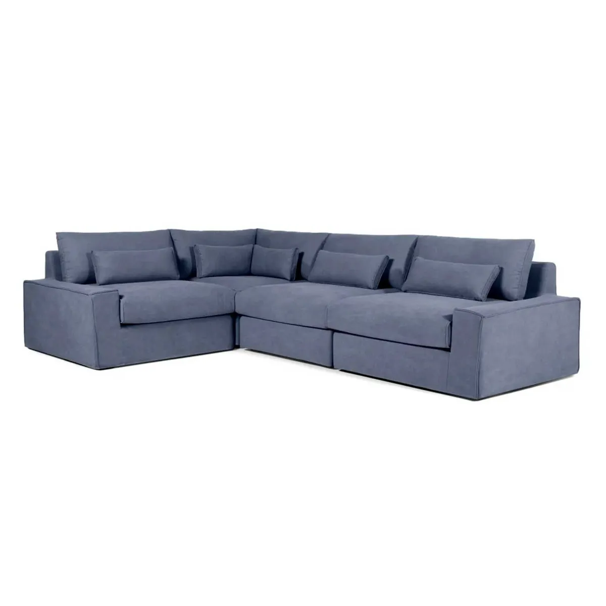 YOLODECORO - Sofá Esquinero Trent 4 Cuerpos Izquierdo Azul Lavado