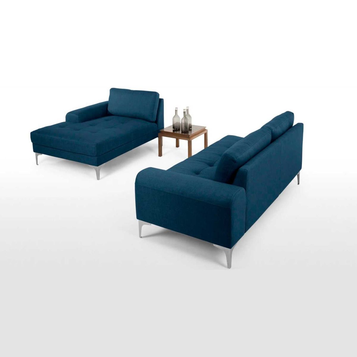 YOLODECORO - Sofá Esquinero Vittorio 3 Cuerpos Con Chaise Longue Izquierdo Azul.