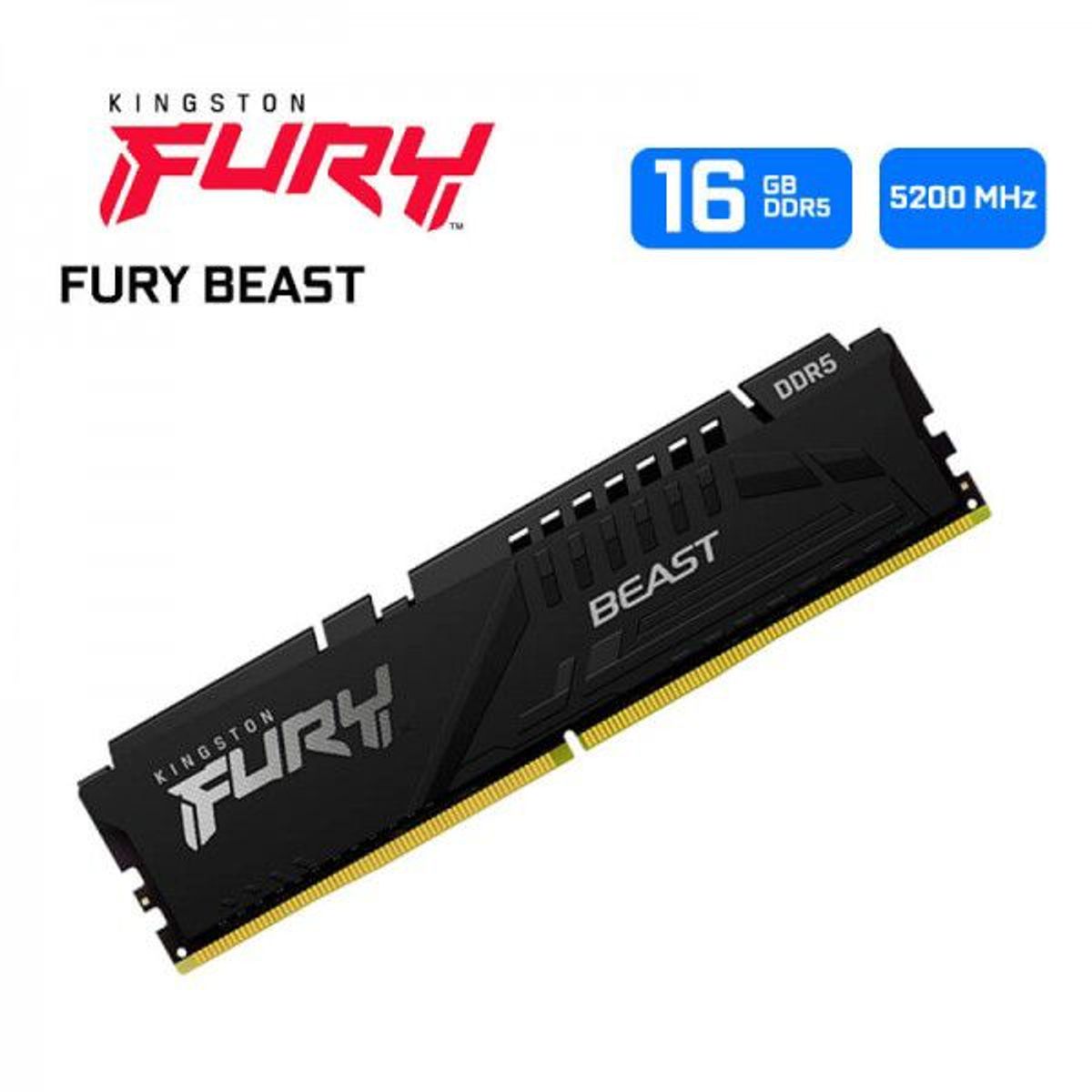 KINGSTON - Memoria RAM Kingston FURY Beast 16GB DDR5 5200MHz CL40
