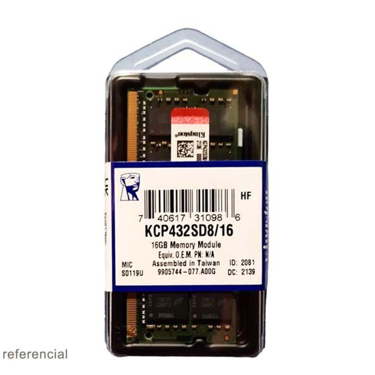 KINGSTON - Memoria Ram Kingston 16Gb DDR4 3200Mhz SoDimm CL 22 KCP432SD8/16