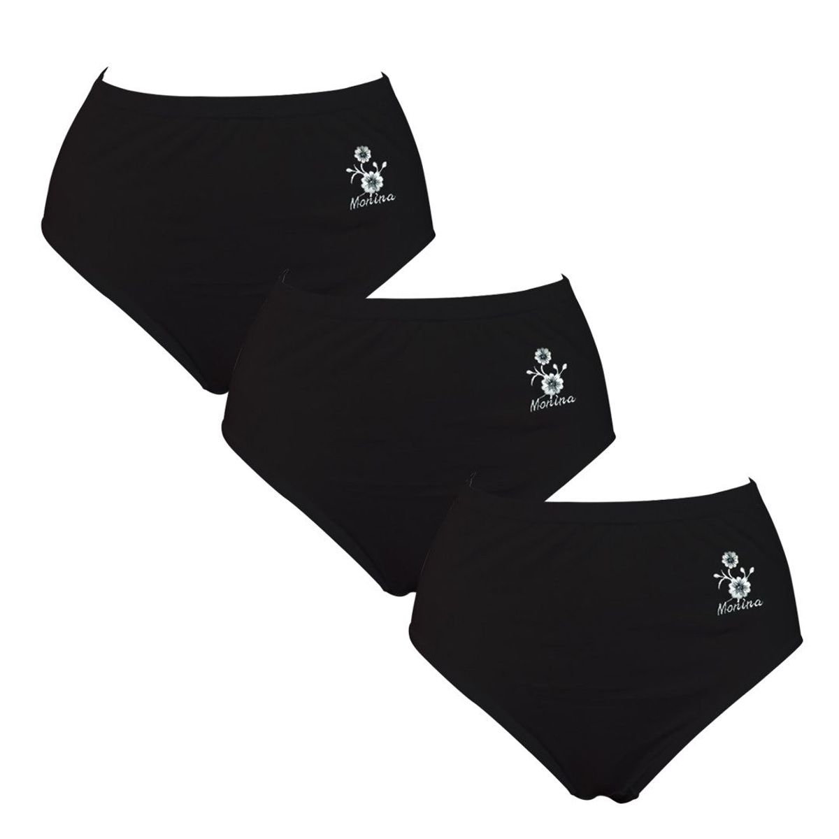 MONINA - Trusa Clásica Monina Pack X3 Negro Algodón