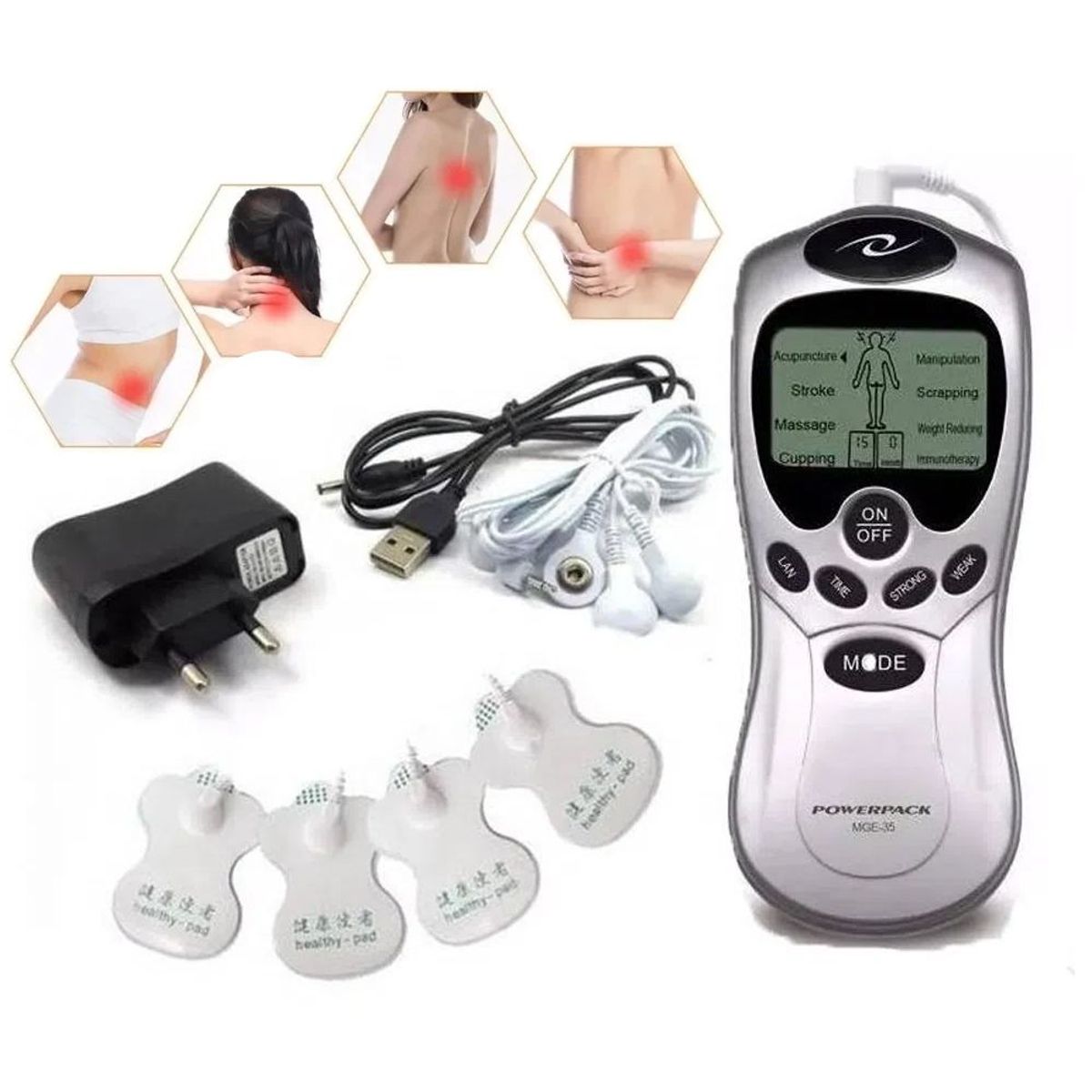 HOLGU - Electroestimulador tens de 4 parches terapeutico