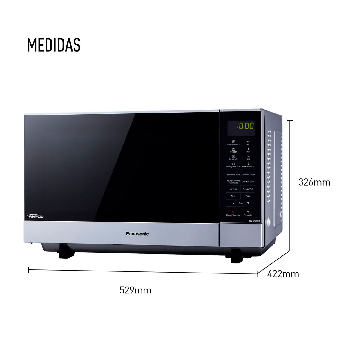 PANASONIC - Microondas Panasonic NN-GF574MRPM Grill 27L Inverter