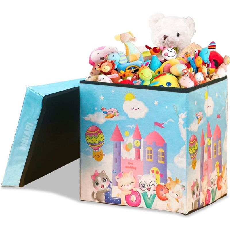 MINARI - Caja Organizador de Juguetes Puff de Almacenamiento Niños CL Claro 14V