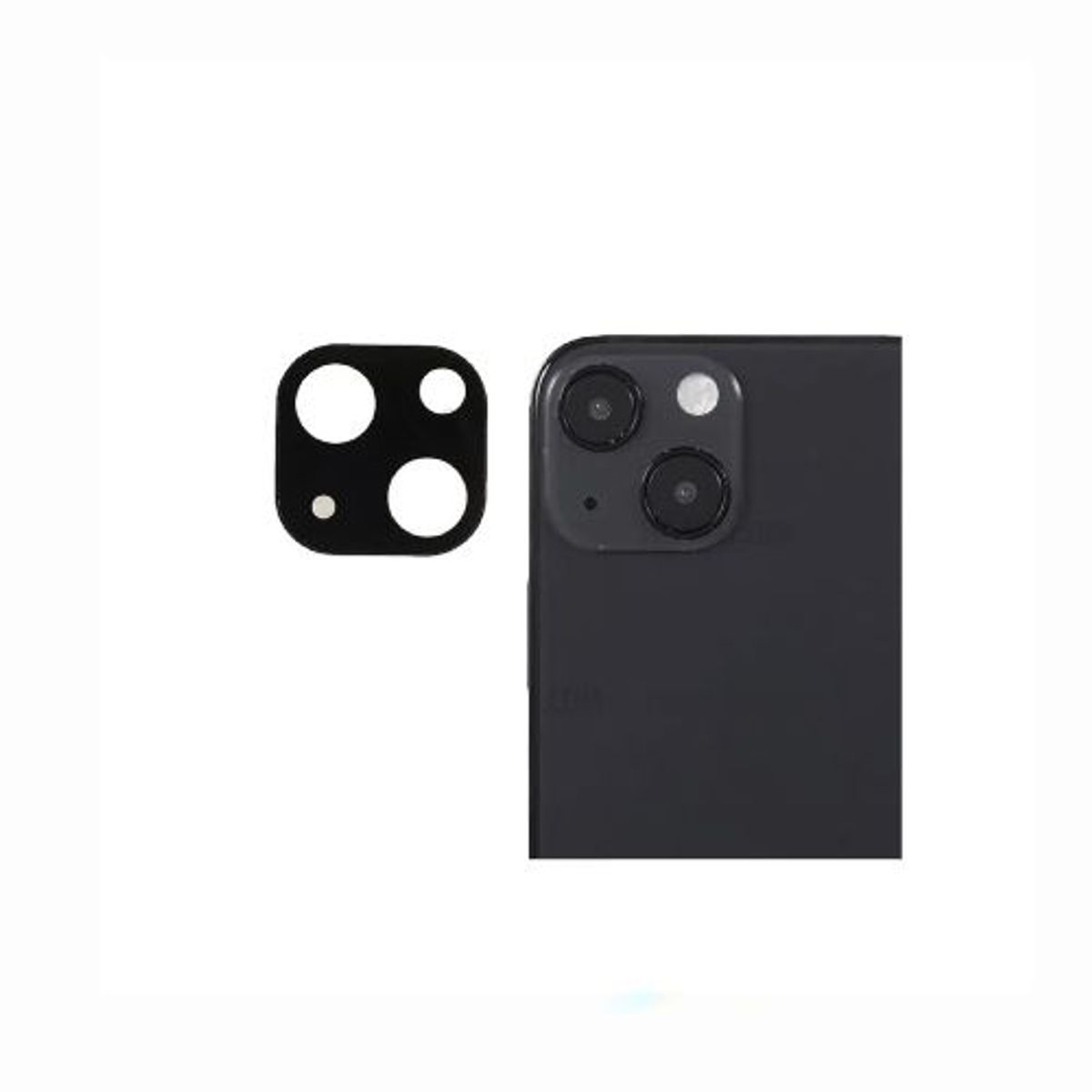 GENERICO - Vidrio Protector de Cámara para iPhone 13 / 13 Mini Negro.