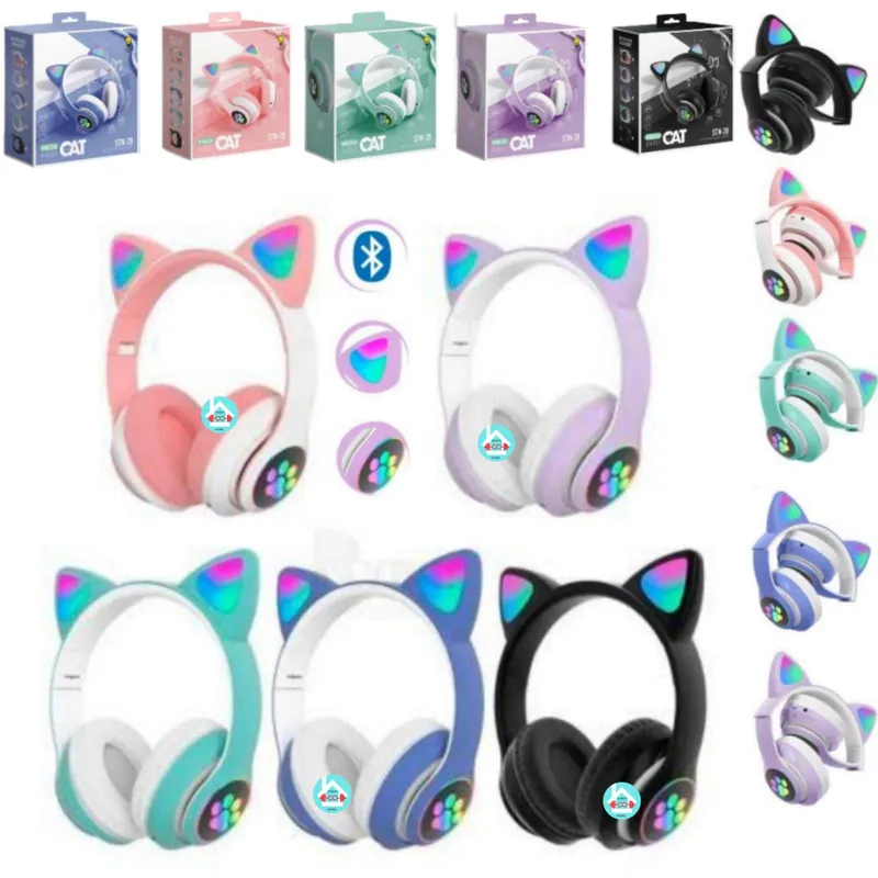 GENERICO - Audífono Bluetooth Gato con Luz Led