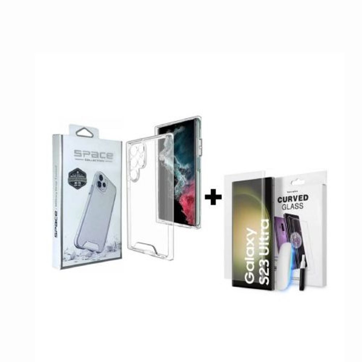 GENERICO - Case Space para Samsung S23 Ultra Y Vidrio Templado UV Transparente.