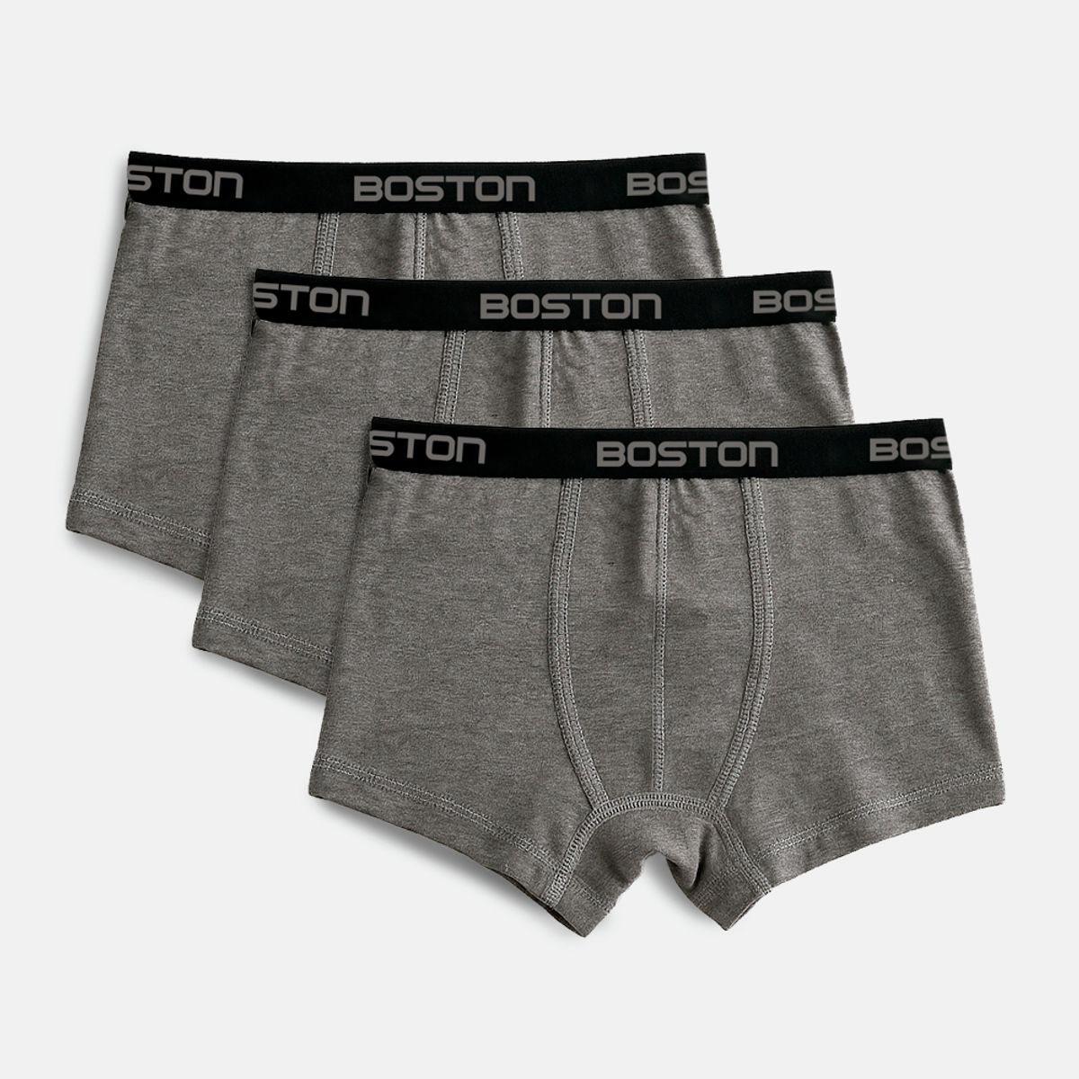 BOSTON - Pack x3 Bóxer Corto Boston Kids Plomo Oscuro
