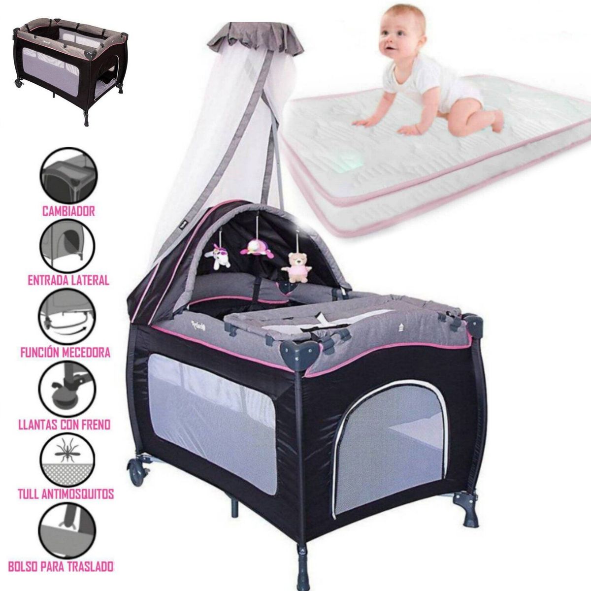 EBABY - Cuna corral Sally colchón R