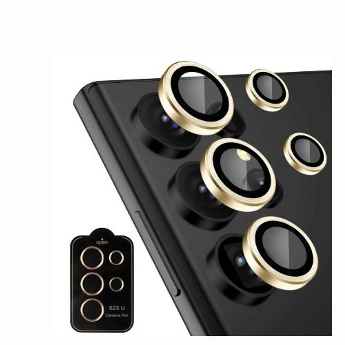 GENERICO - Protector de Lente para Samsung S23 Ultra - Indiviual  Dorado.
