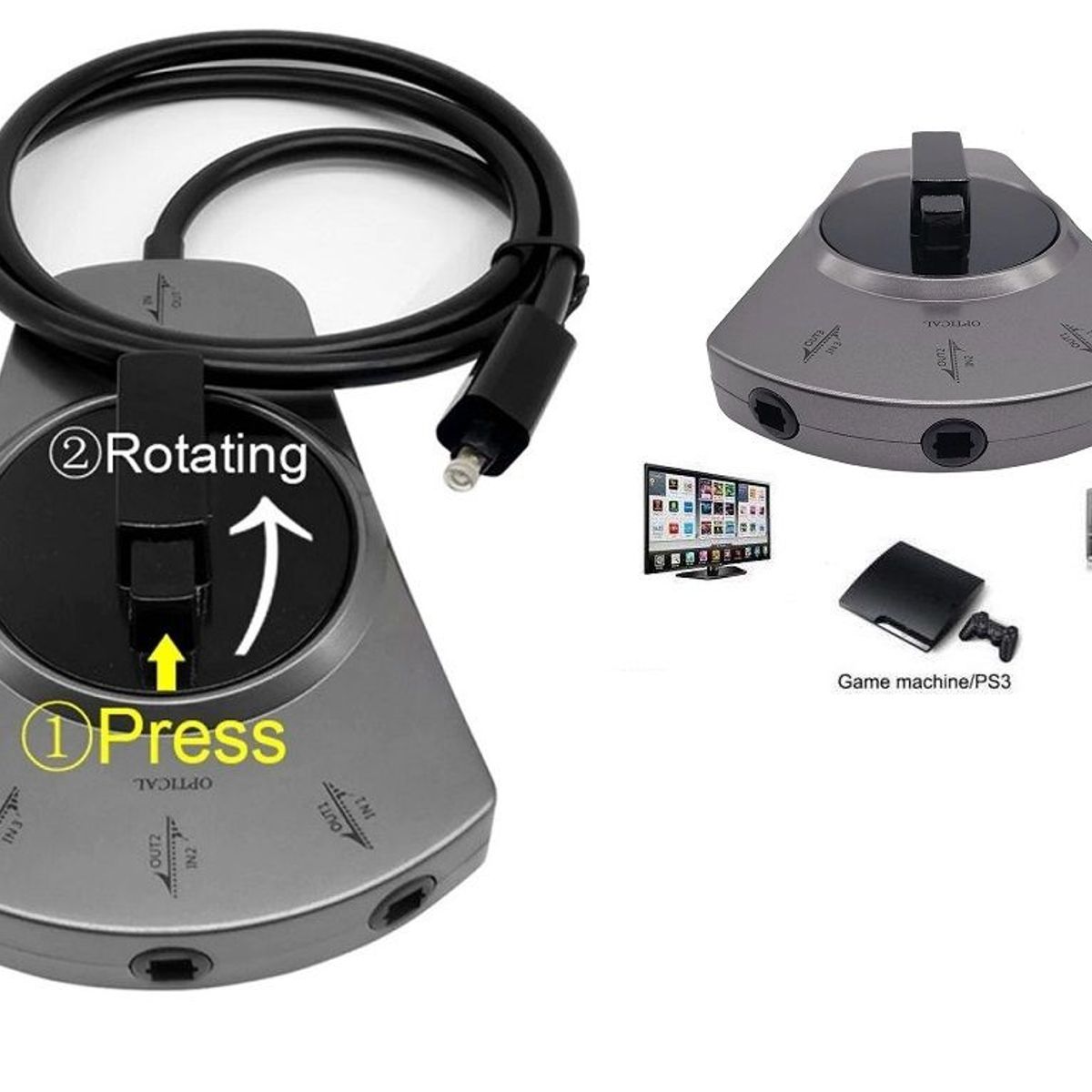 GENERICO - SELECTOR AUDIO OPTICO TOSLINK 3 EN 1 SWITCH