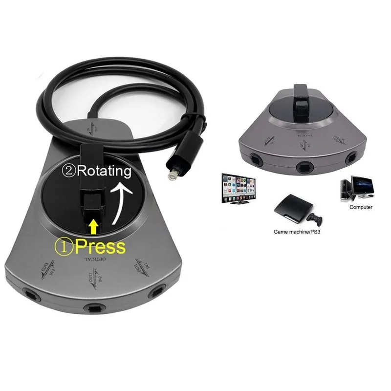 GENERICO - SELECTOR AUDIO OPTICO TOSLINK 3 EN 1 SWITCH