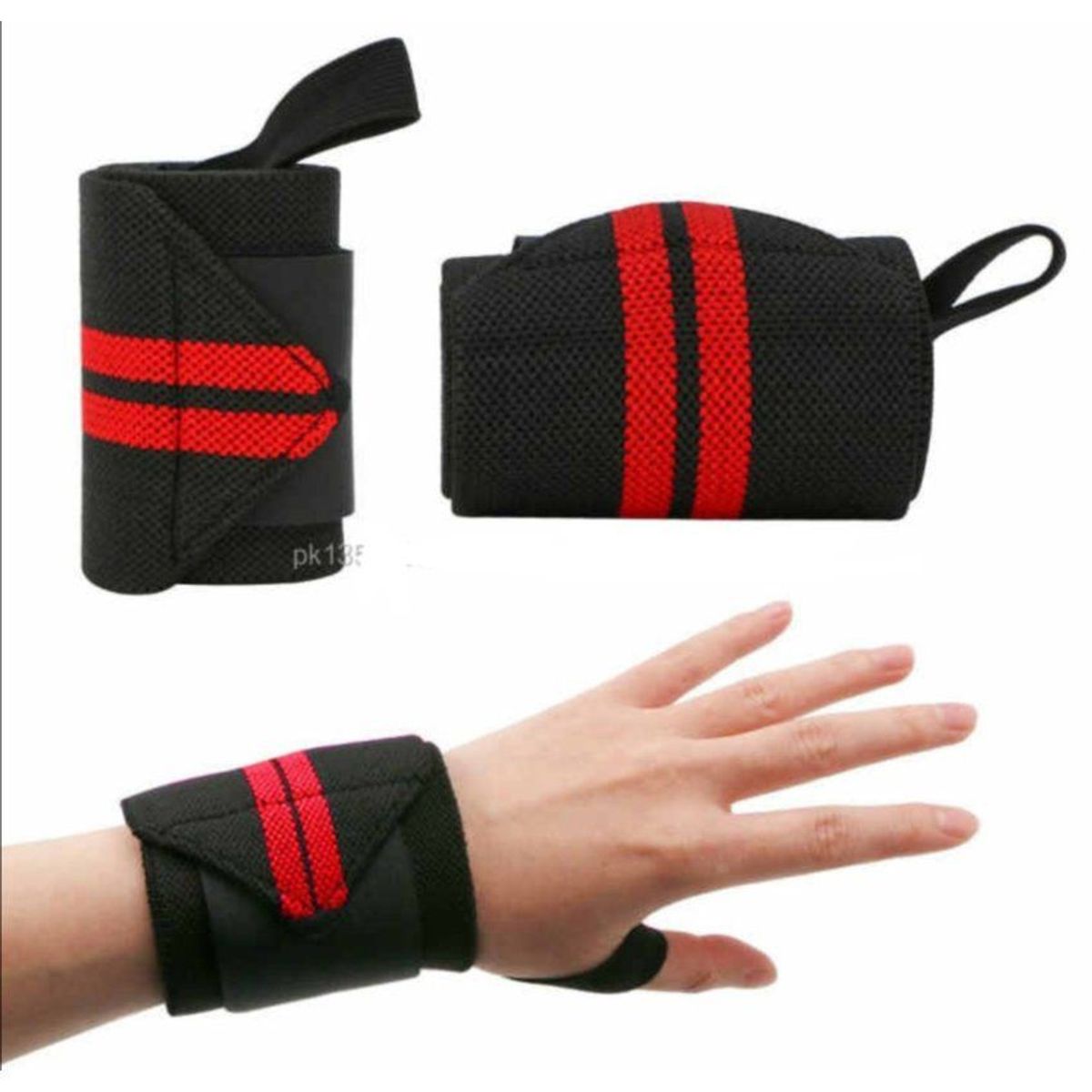 GENERICO - Vendas muñequeras de potencia para pesas rojo