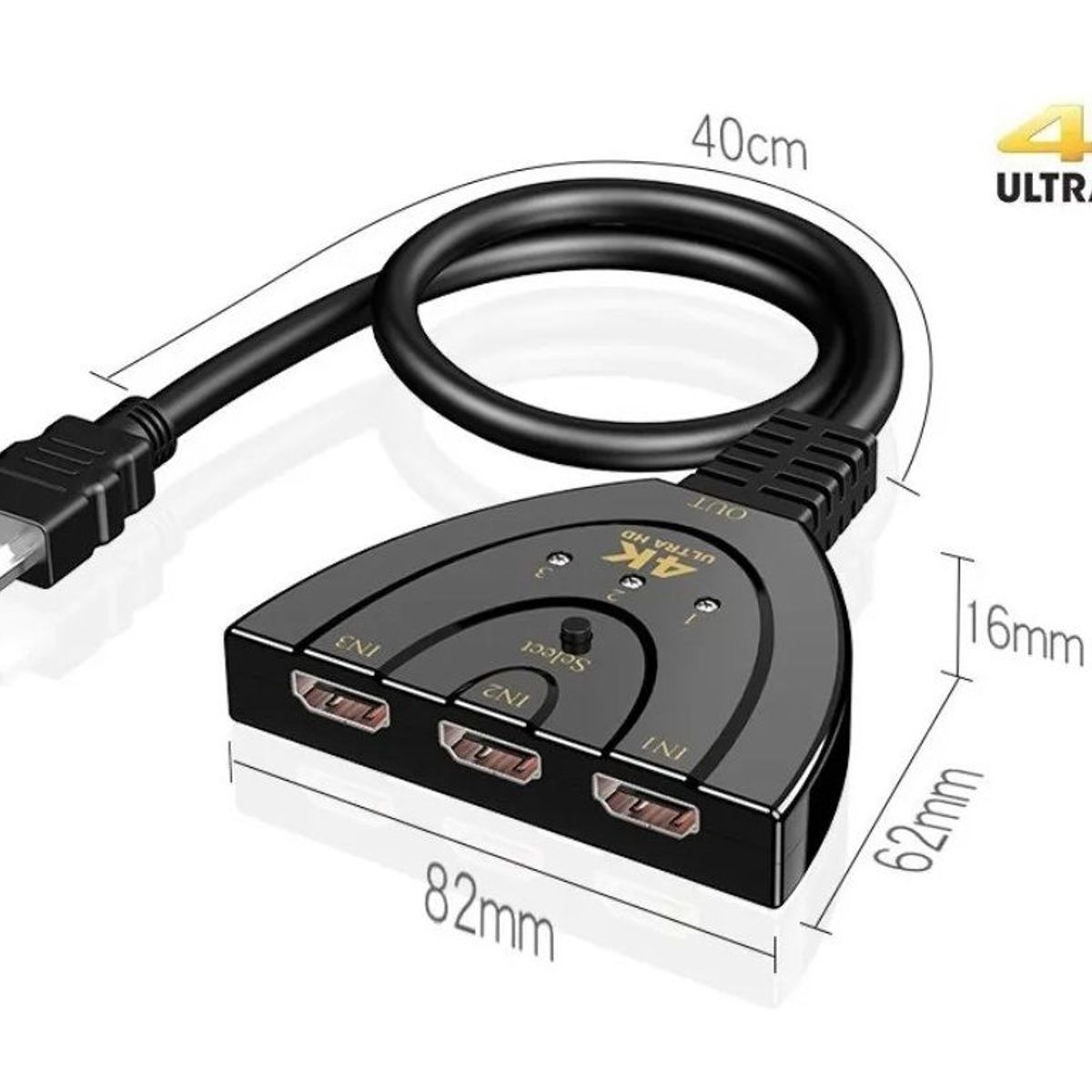 GENERICO - SELECTOR HDMI 3-1 SWITCH 3 ENTRADAS 1 SALIDA 1080p