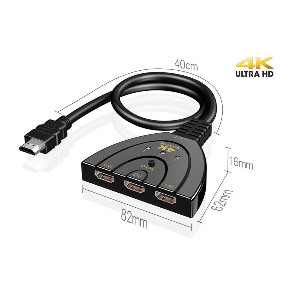 GENERICO - SELECTOR HDMI 3-1 SWITCH 3 ENTRADAS 1 SALIDA 1080p
