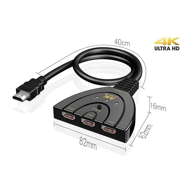 GENERICO - SELECTOR HDMI 3-1 SWITCH 3 ENTRADAS 1 SALIDA 1080p