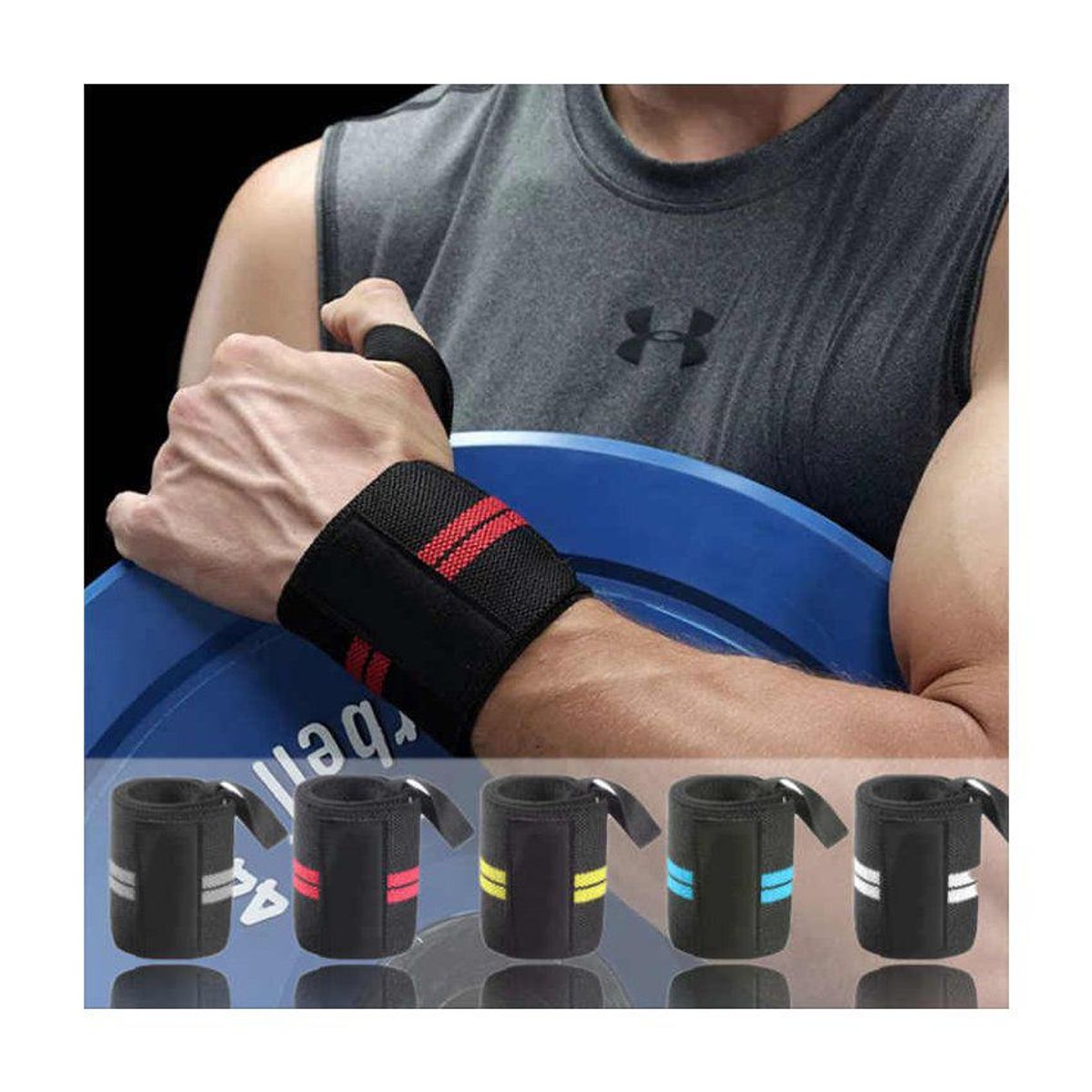 GENERICO - Vendas muñequeras de potencia para pesas azul