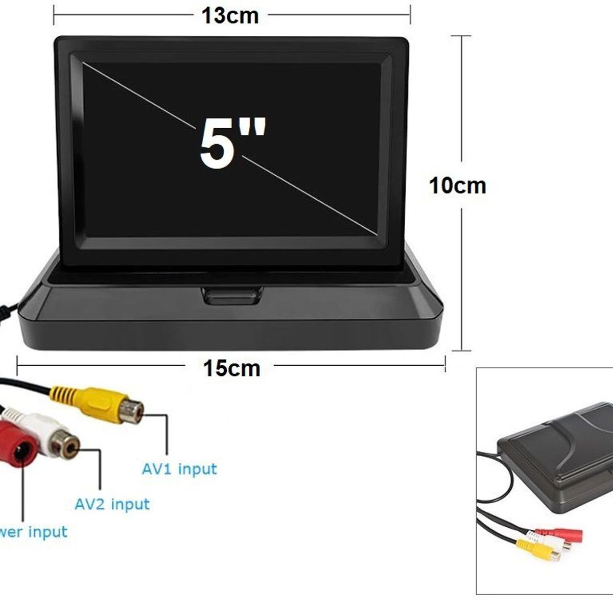 GENERICO - PANTALLA AUTO 5 PULGADAS PLEGABLE PARA CAMARA RETROCESO