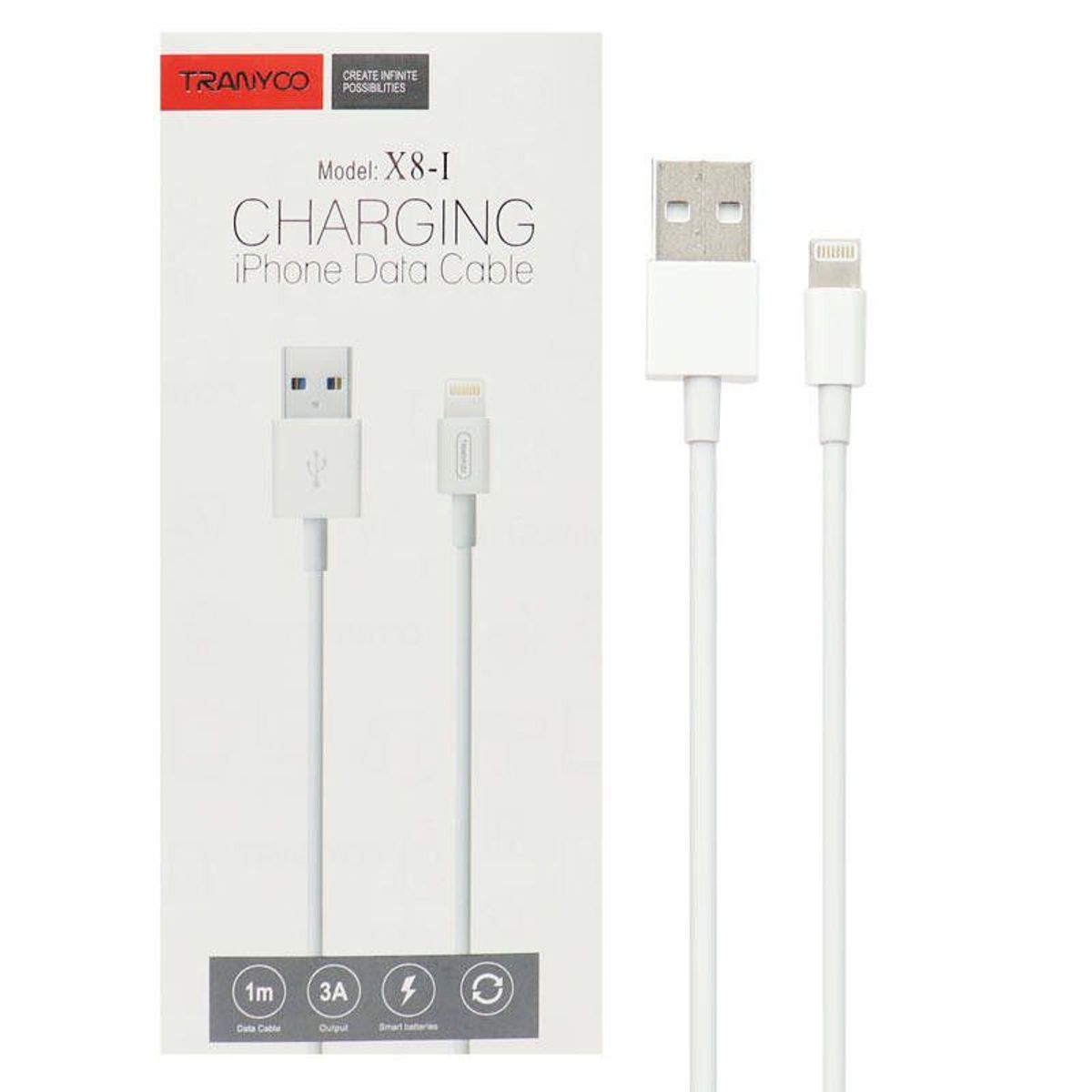 GENERICO - Cable 1 Metro TIPO C a TIPO C 3A TRANYOO carga rápida 18w blanco