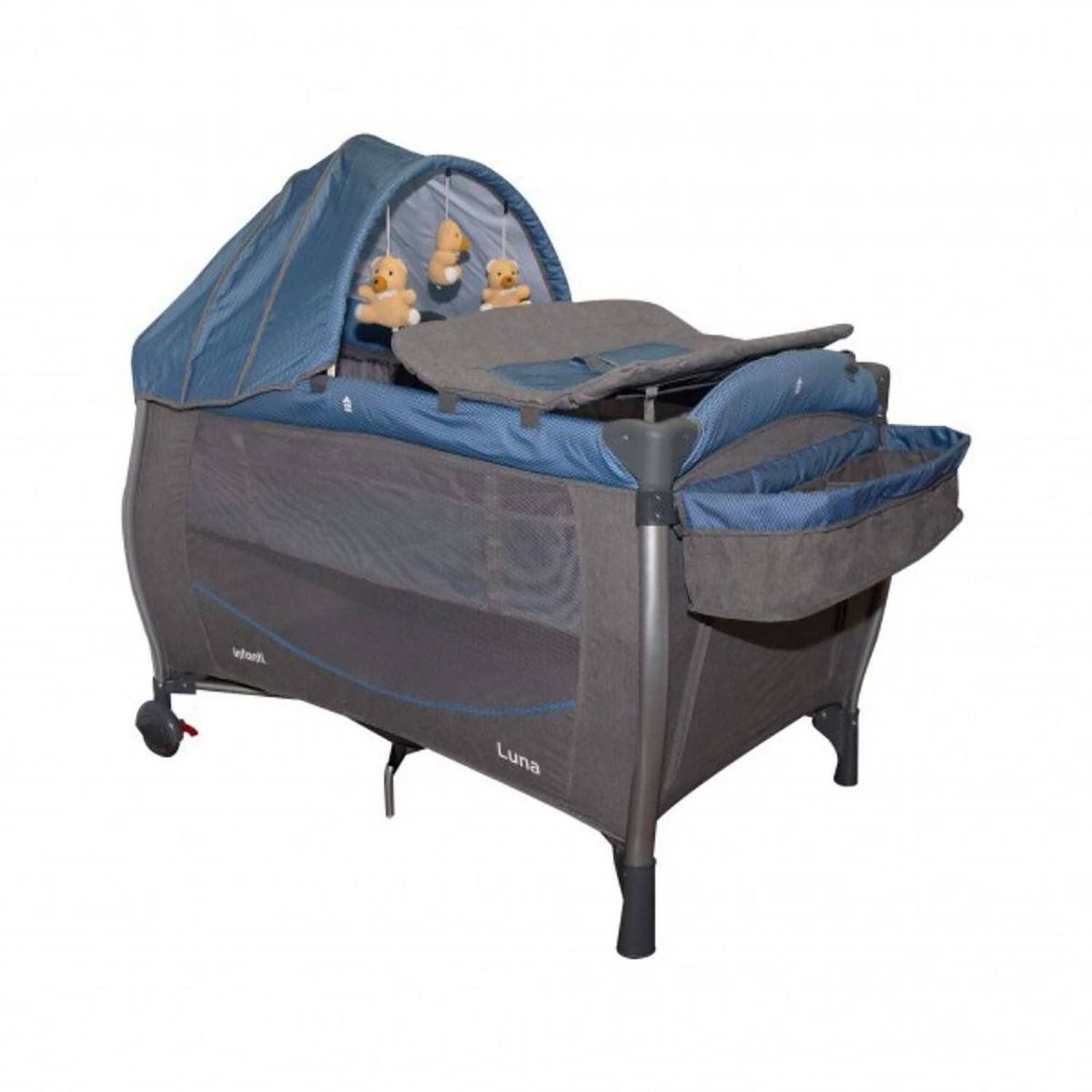 INFANTI - Cuna Corral LUNA ZIGZAG AZUL