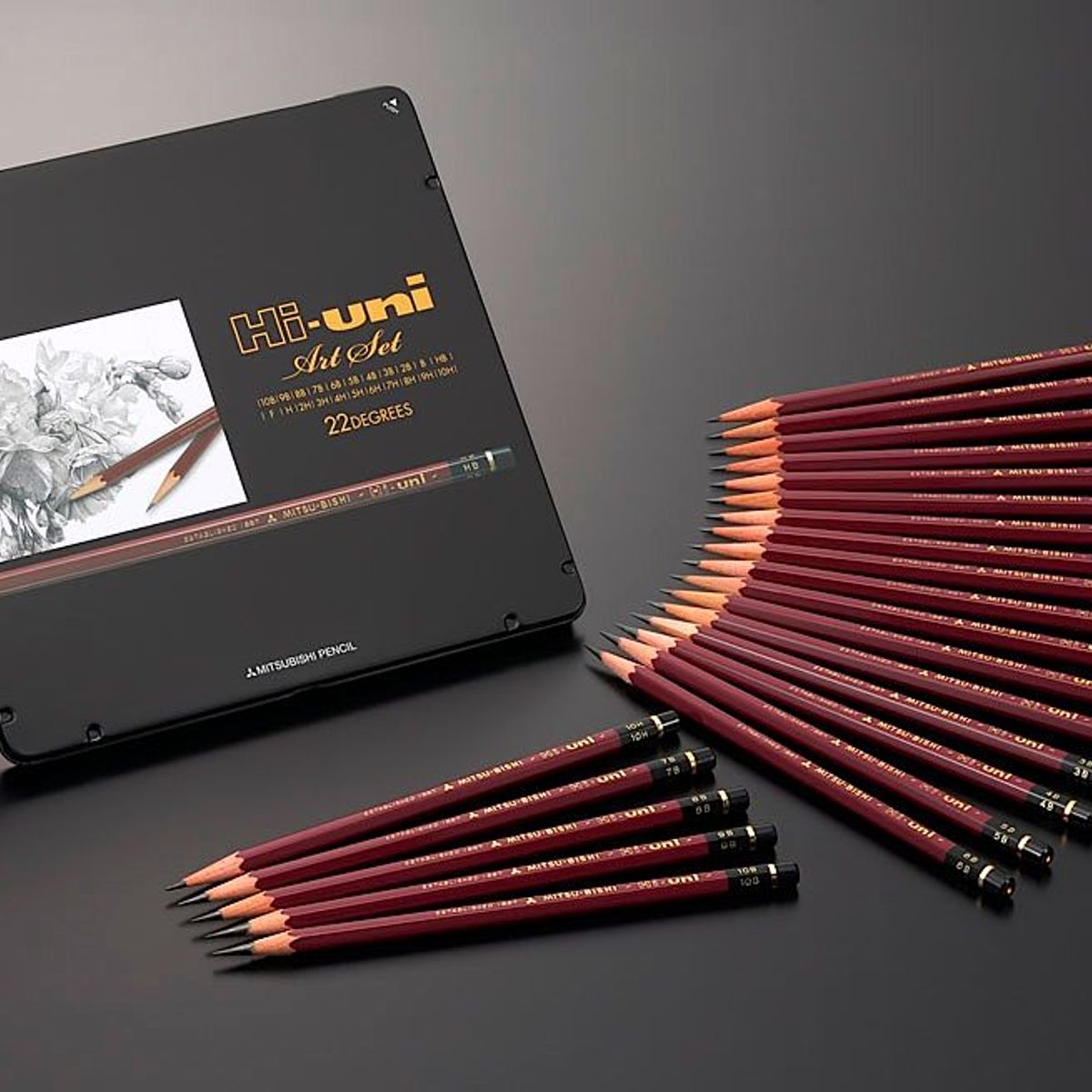 UNI BALL - Uni Set de lápices de grafito profesional Hi-Uni x22