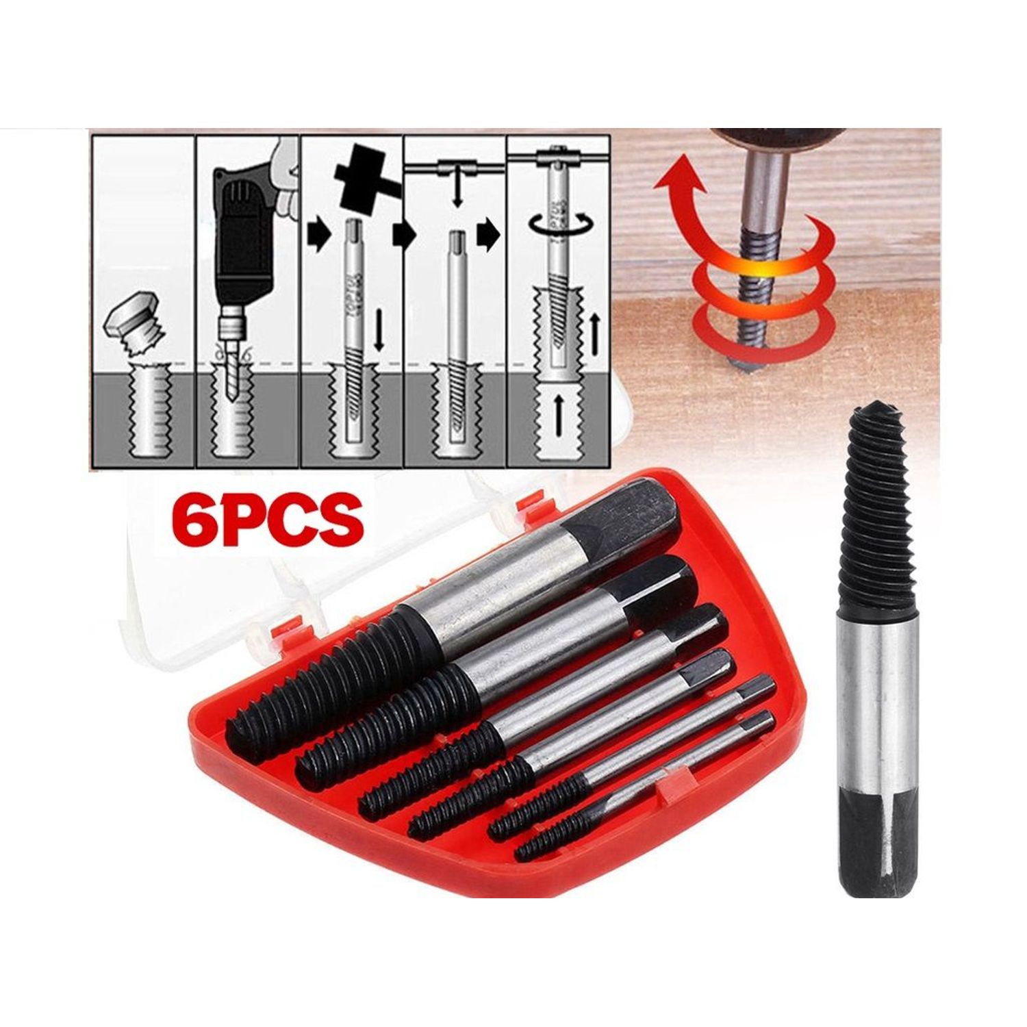 Kit Estrattore Viti Rotte - 33 Pezzi In Acciaio HSS Per Viti Spellate O Bloccate (Include Punte E Adattatore) - Foto 8