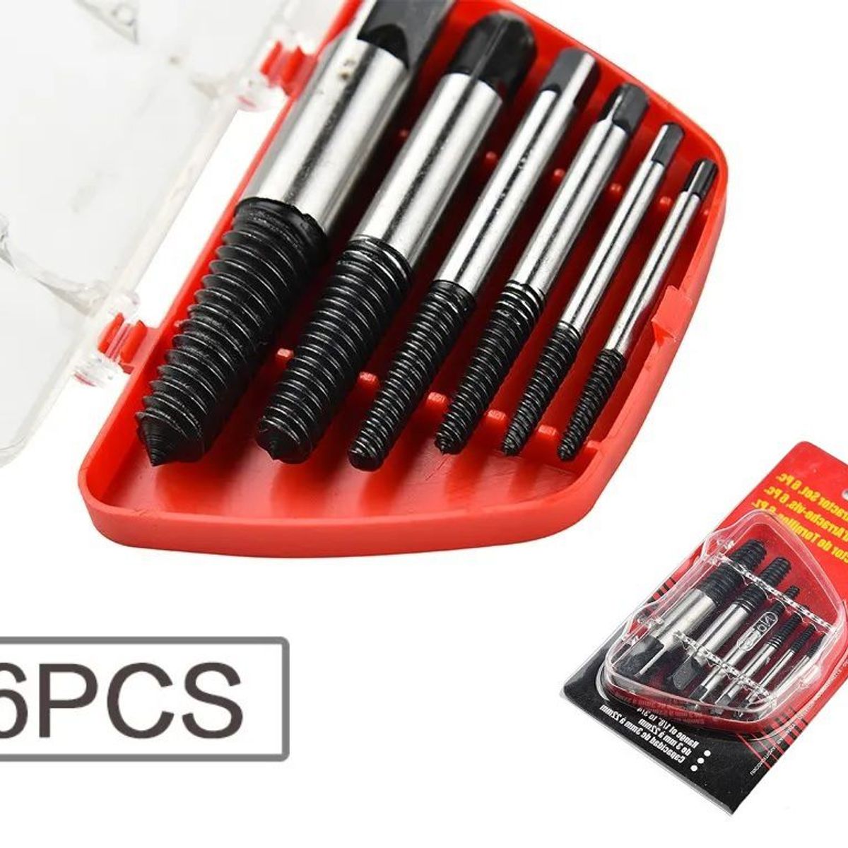 GENERICO - EXTRACTOR TORNILLOS PERNOS ROTOS DAÑADOS BROCA X 6 PIEZAS