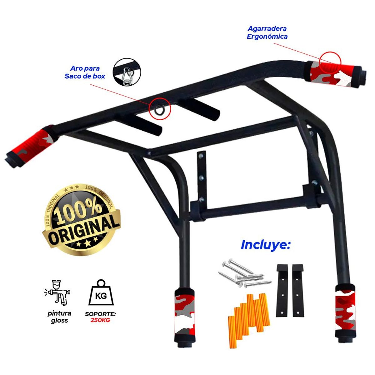 HOLGU - Barra multifuncional 2 en 1 soporte 200kg-negro