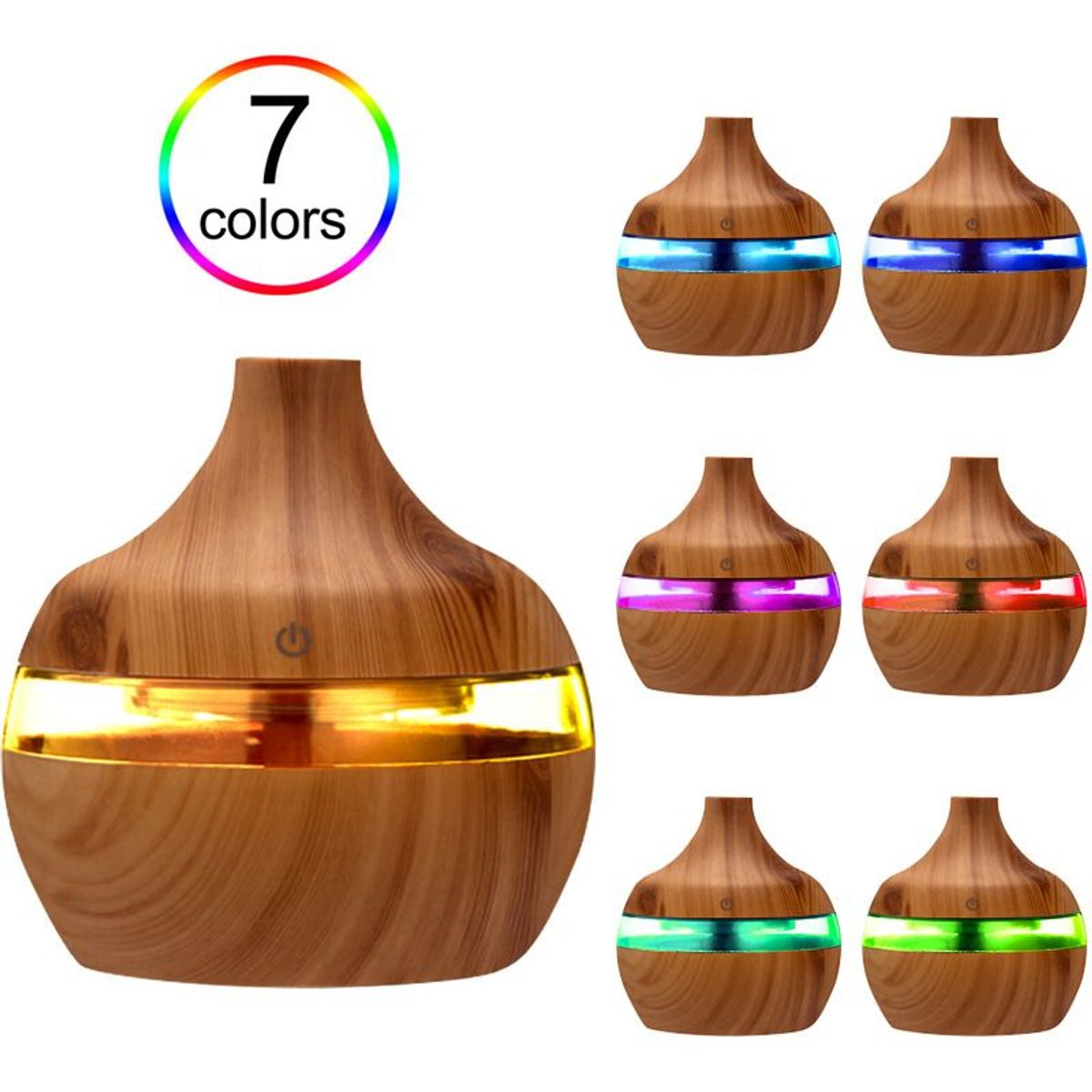 GENERICO - Humidificador Purificador de Aire Aromaterapia con Luz Led - Mostaza
