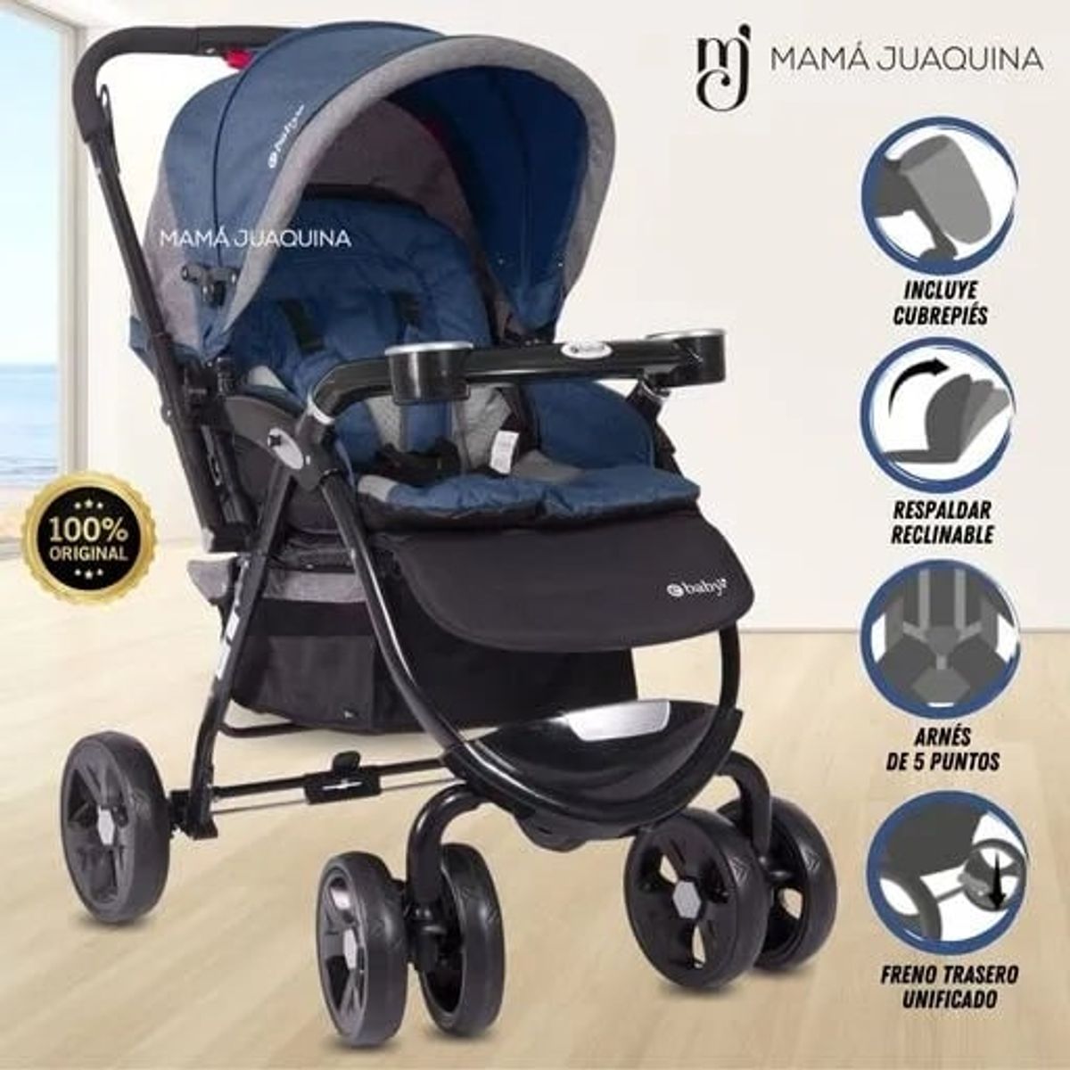 EBABY - Coche de Paseo Ebaby Boris AZUL- Eb1144AZ