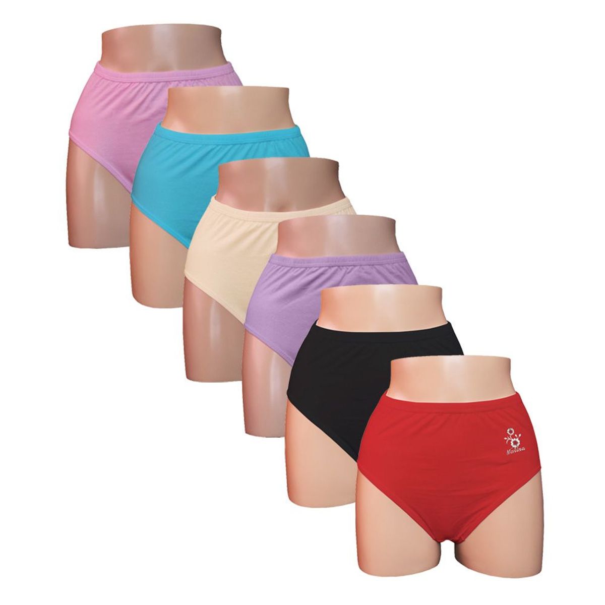 MONINA - Pack X6 Trusas Monina Clásicas 100% Algodón