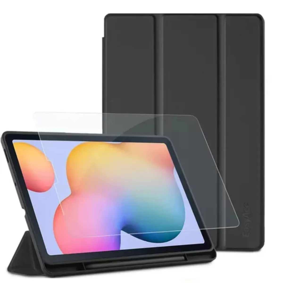 GENERICO - Flip Cover Para Samsung S6 Lite y Mica de Vidrio - Negro