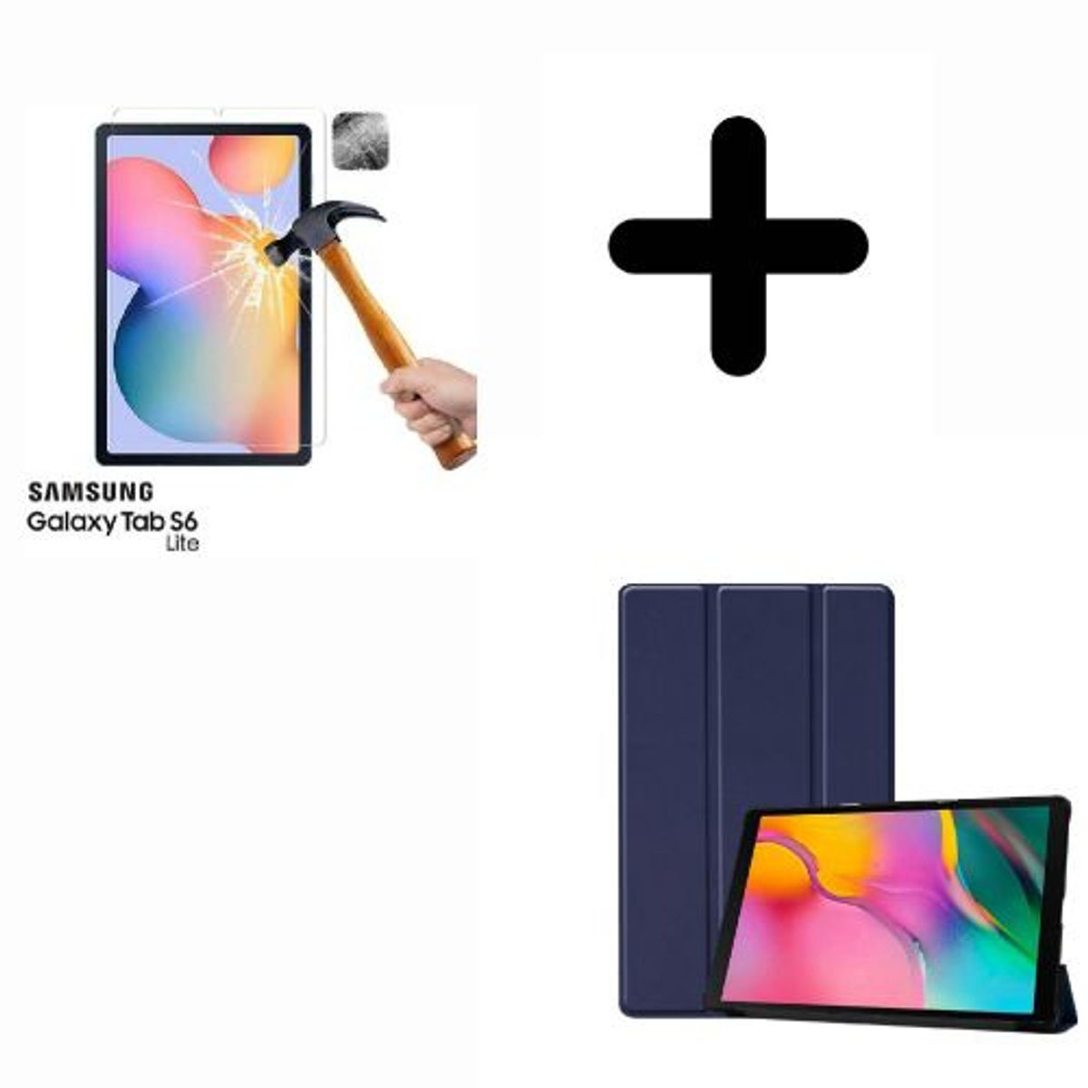 GENERICO - Flip Cover Para Samsung S6 Lite y Mica de Vidrio -  AZUL