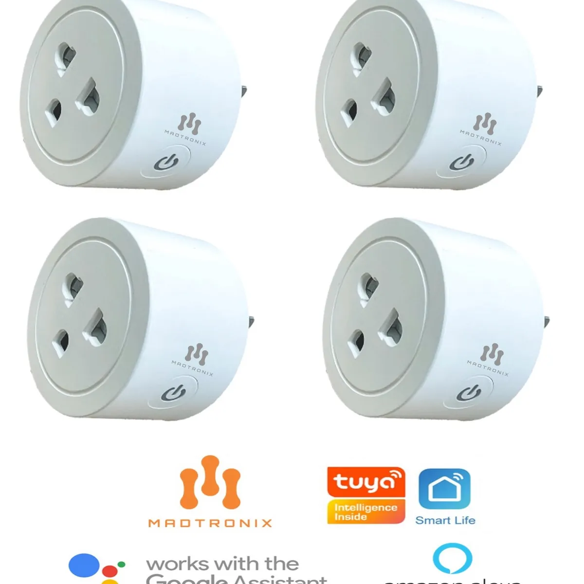 MADTRONIX - Enchufe Inteligente Smart Wifi  compatible Google  y Alexa Pack x 4